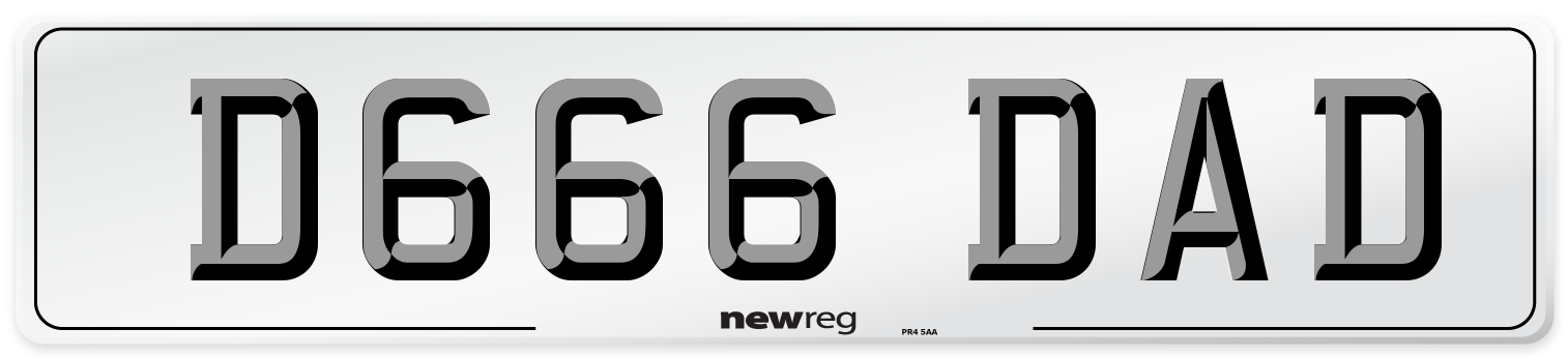D666 DAD Number Plate from New Reg